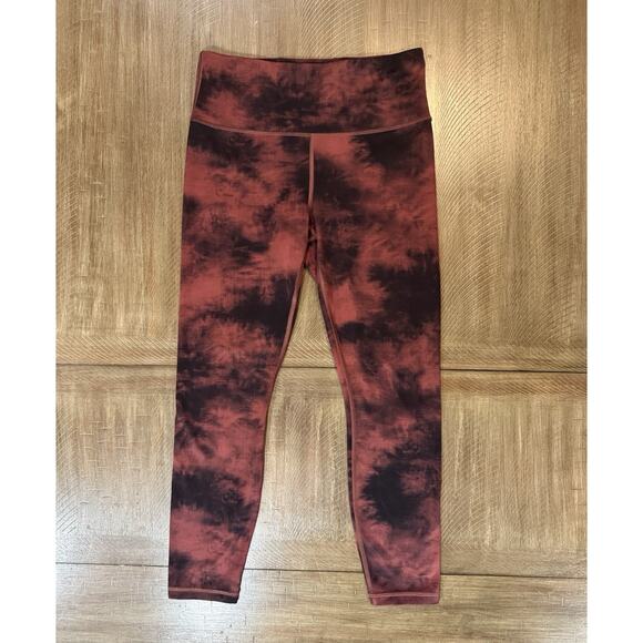 Athleta Elation Ice Dye 7/8 Tight Powervita Maroon Red Black Women’s Size Small - Picture 15 of 15